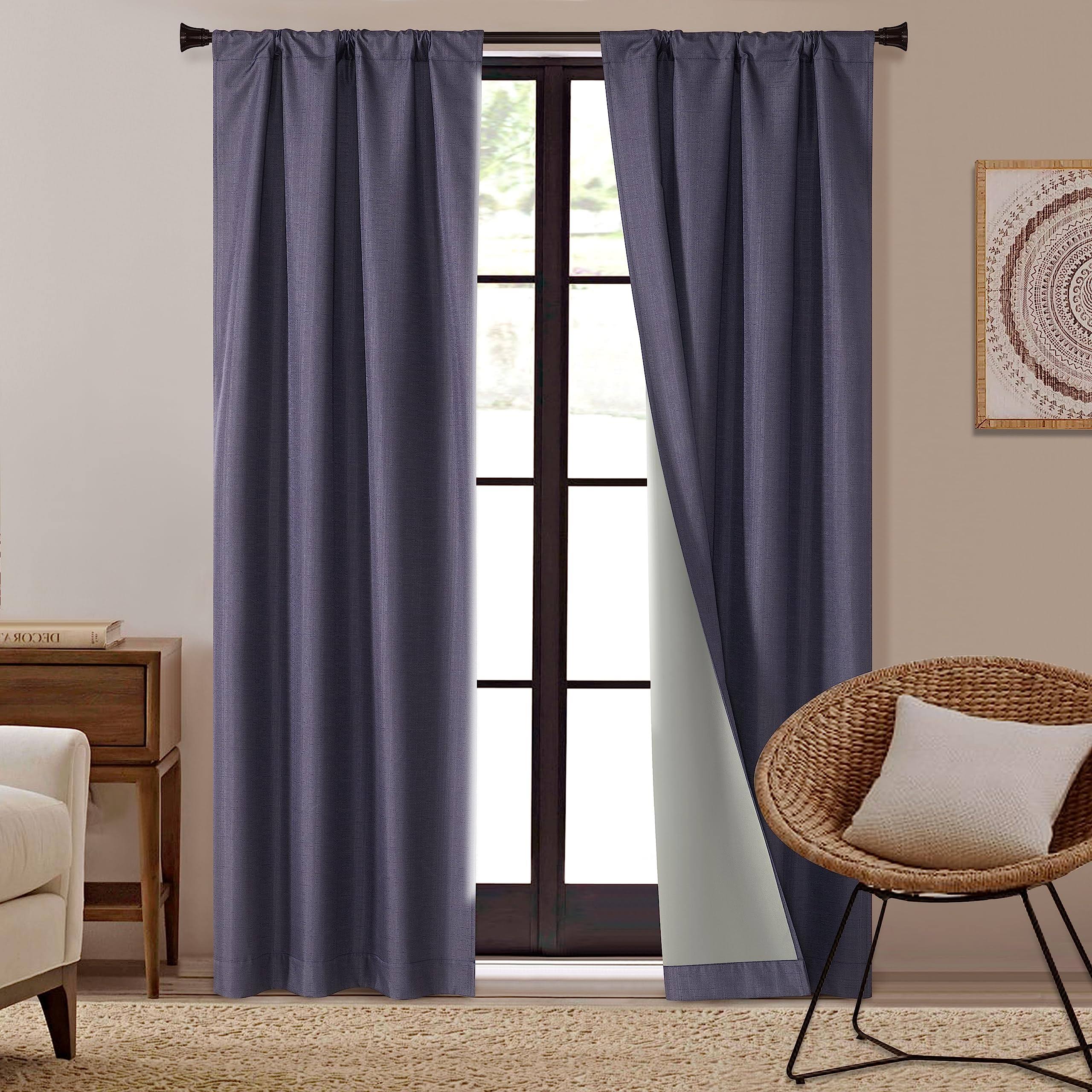 b42e0d56fca18e57f332fe0fa9a272f8906feac7463b0ef7a9b9b876da58ce26.jpg Dearfoams Energy Efficient Total Blackout Curtain Window Panel Set of 2, 37" x 95" Navy - Image 1