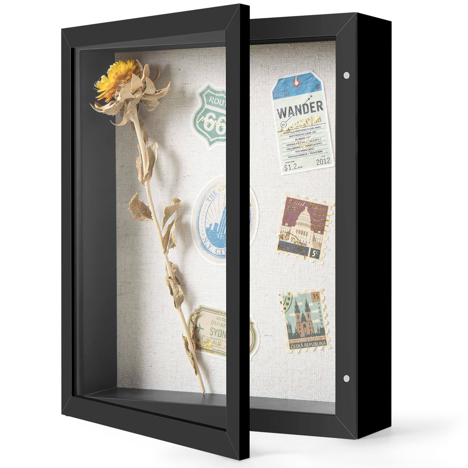b439dabefa827faaf21db3b2723abead22796b87f18157eb5de97ac18b1d533e.jpg Califortree 8x10 Shadow Box Frame with Linen Back - Sturdy Memory Display Case of Flower, Pictures, Medals and More, Black - Image 1