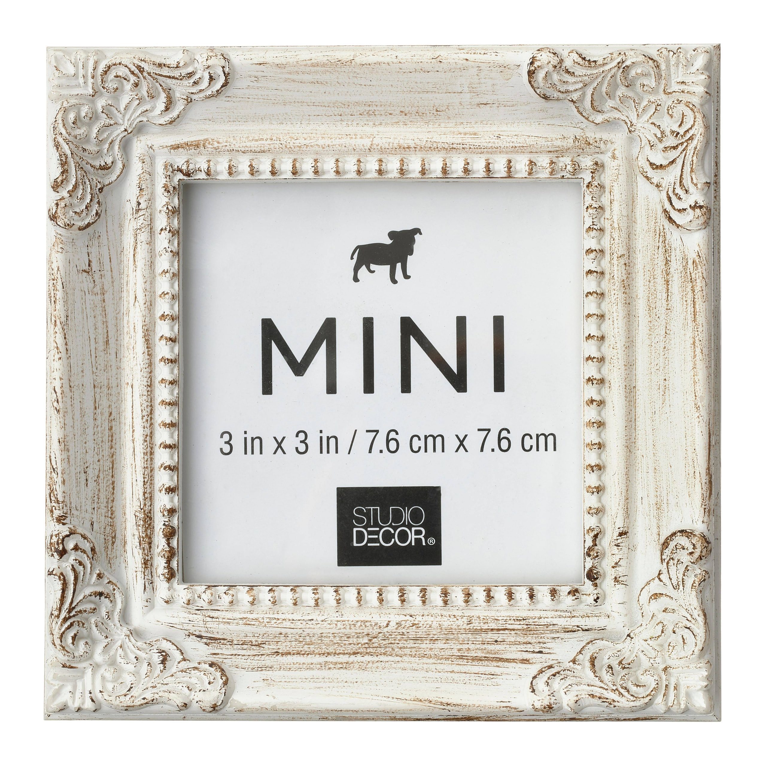 b46b0f32a7a0c9618f3f1d69de9616fa4b26ae87bb0947c93b6b4ba88bb2ab38.jpg Studio Decor 3" x 3" White Leaf Corner Accents Mini Frame - Each - Image 1