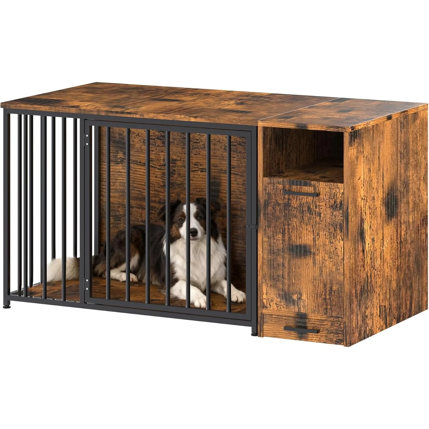b4704a0d30190b81e94d81e531d2a6956e48c73cb430705b1851ae4aec3be60b.webp AECOJOY Dog Crate Furniture with Storage Cabinet, 36 Inch Wooden & Steel Decorative Indoor Kennel, Pet Cage End Table - Image 1