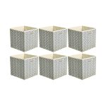 Amazon Basics Collapsible Fabric Storage Cubes with Oval Grommets, 6-Pack, Chevron Grey