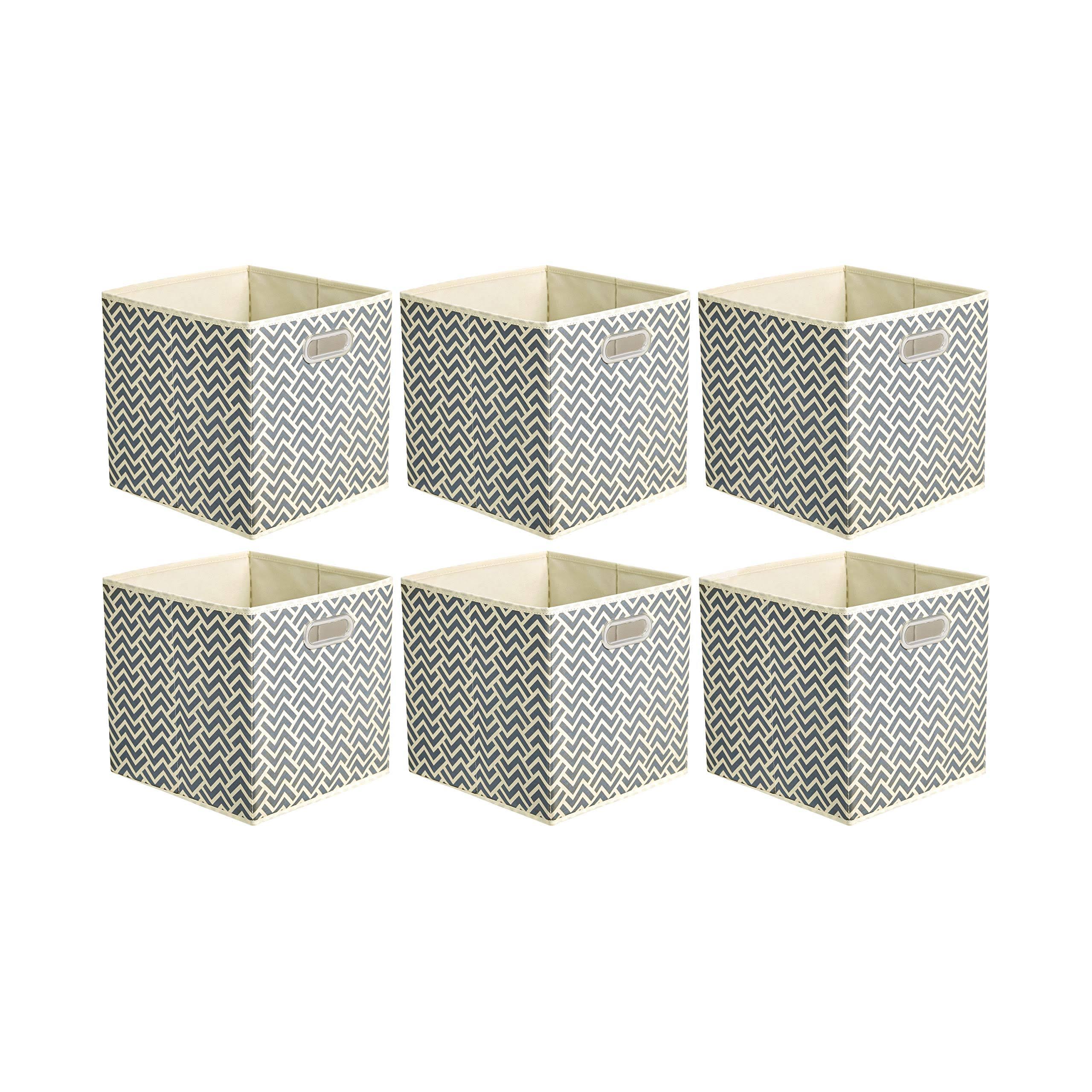 b496d6c5972b84c992168373176c6caf3d716a91dc18f259e81c2c04cdadd034.jpg Amazon Basics Collapsible Fabric Storage Cubes with Oval Grommets, 6-Pack, Chevron Grey - Image 1