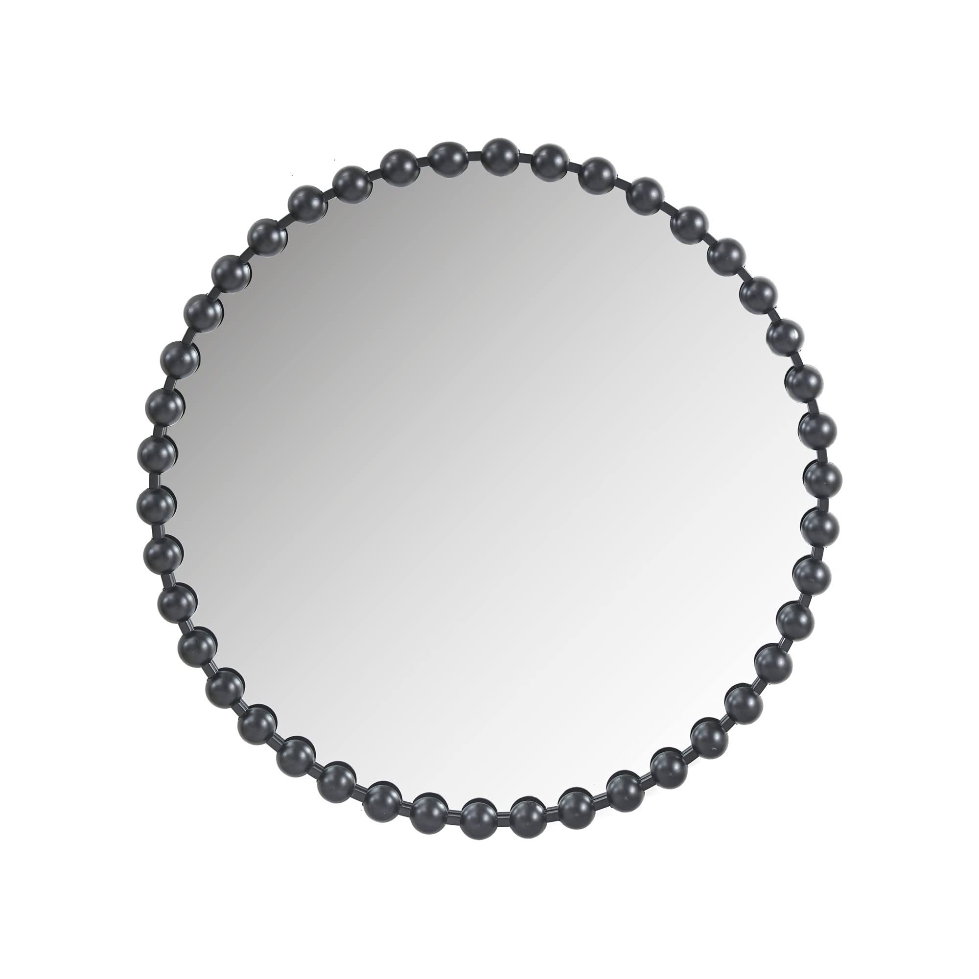 b49e8923e188c5276e4b1dc8127bd0c8edb844de88600ad3941b9a563f1087e2.jpg Marlowe Beaded Round Wall Mirror 36"D - Black - Madison Park Signature - Image 1