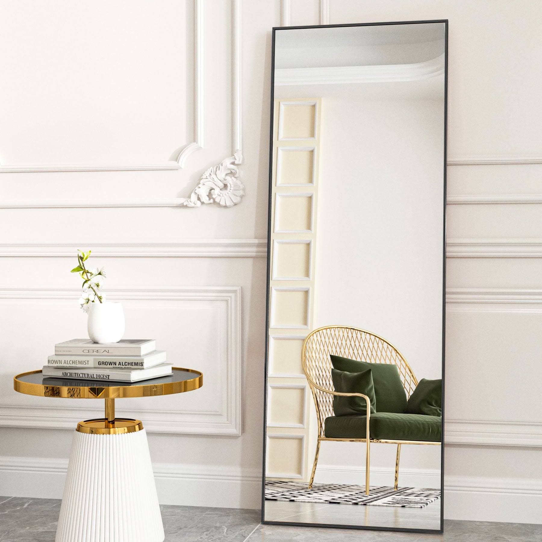 b4ac8d053435719dace9670e23834a88f556c0fc5c24af523c0efc99bbfdba45.jpg Beautypeak Full Length Mirror 58"x18" Rectangle Body Dressing Floor Mirrors, Black - Image 1