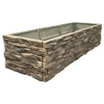 Landecor Raised Garden Bed Tan/Brown Ledgestones Composite Polyurethane Natural Look Stone Garden Planter Box (4-Pack)