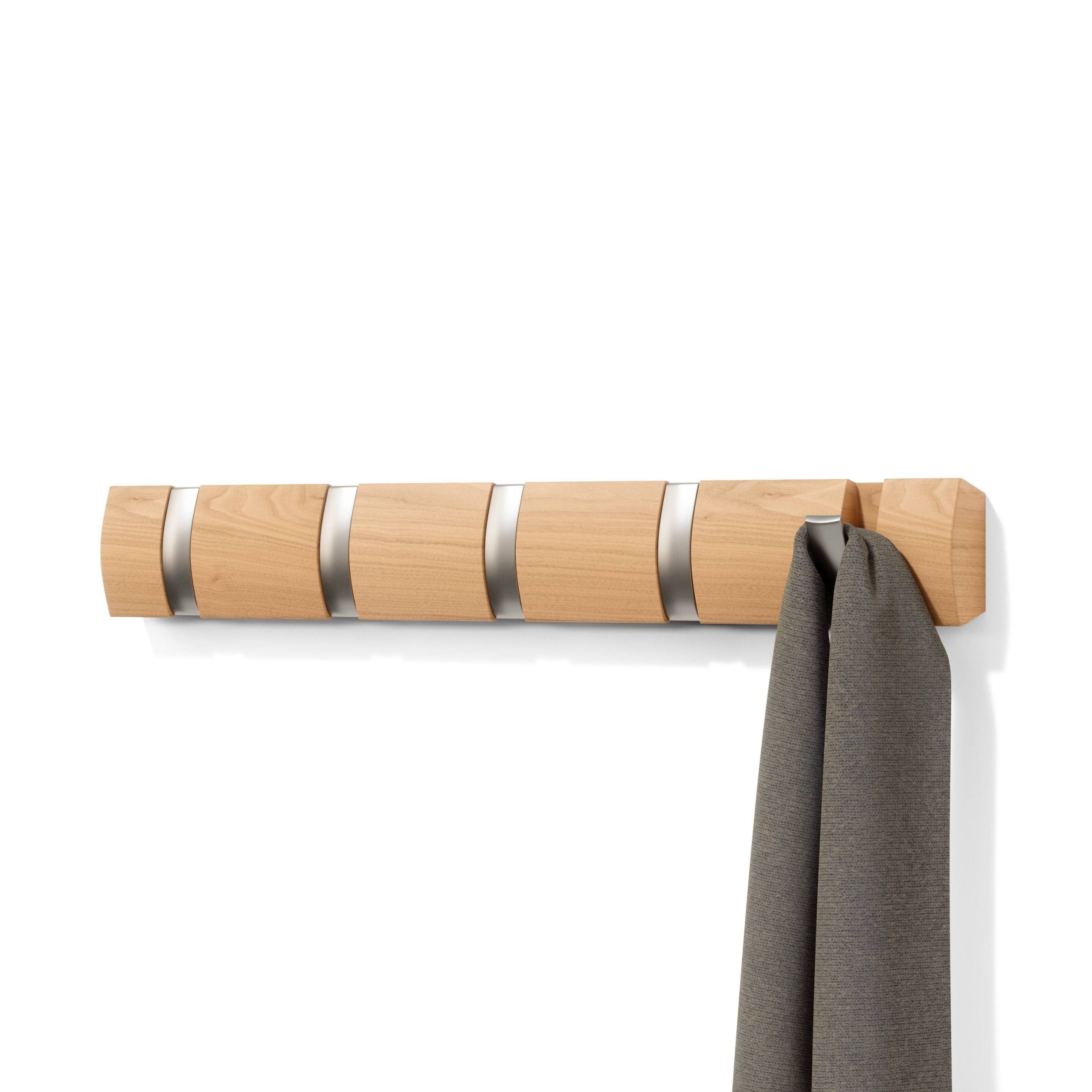 b4b2d0ea6baa271244ee6f85afc08a56773db0b9b6e43a48ebb7a5d077b0051d.jpg Umbra Flip 5-Hook Wall Rack - Natural - Image 1