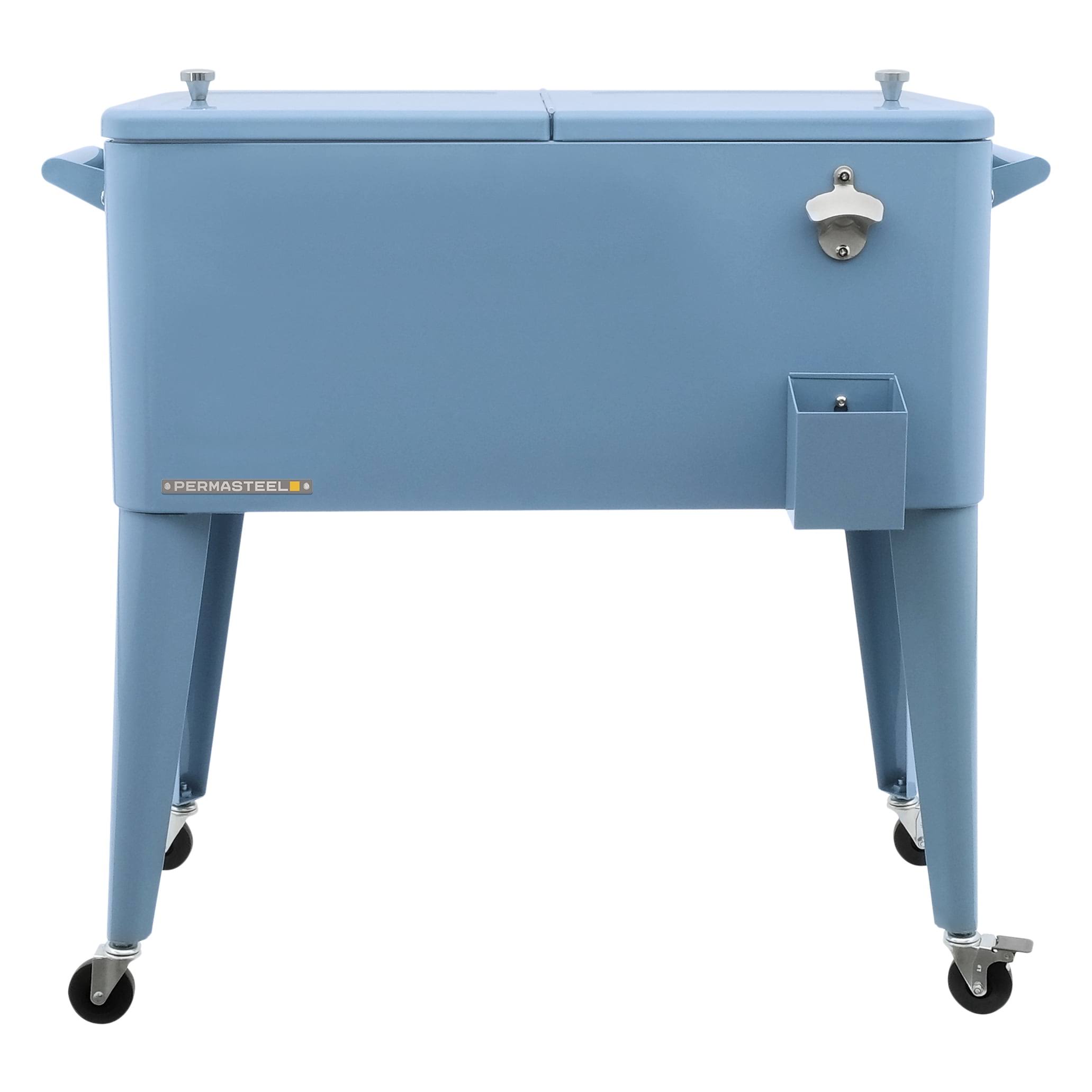 b4c39f375380c545d13679f848d97f4fbe5cf3be8ad3a2de3410c69ff9a51146.jpg Permasteel 80 Qt. Portable Rolling Patio Cooler, Blue - Image 1