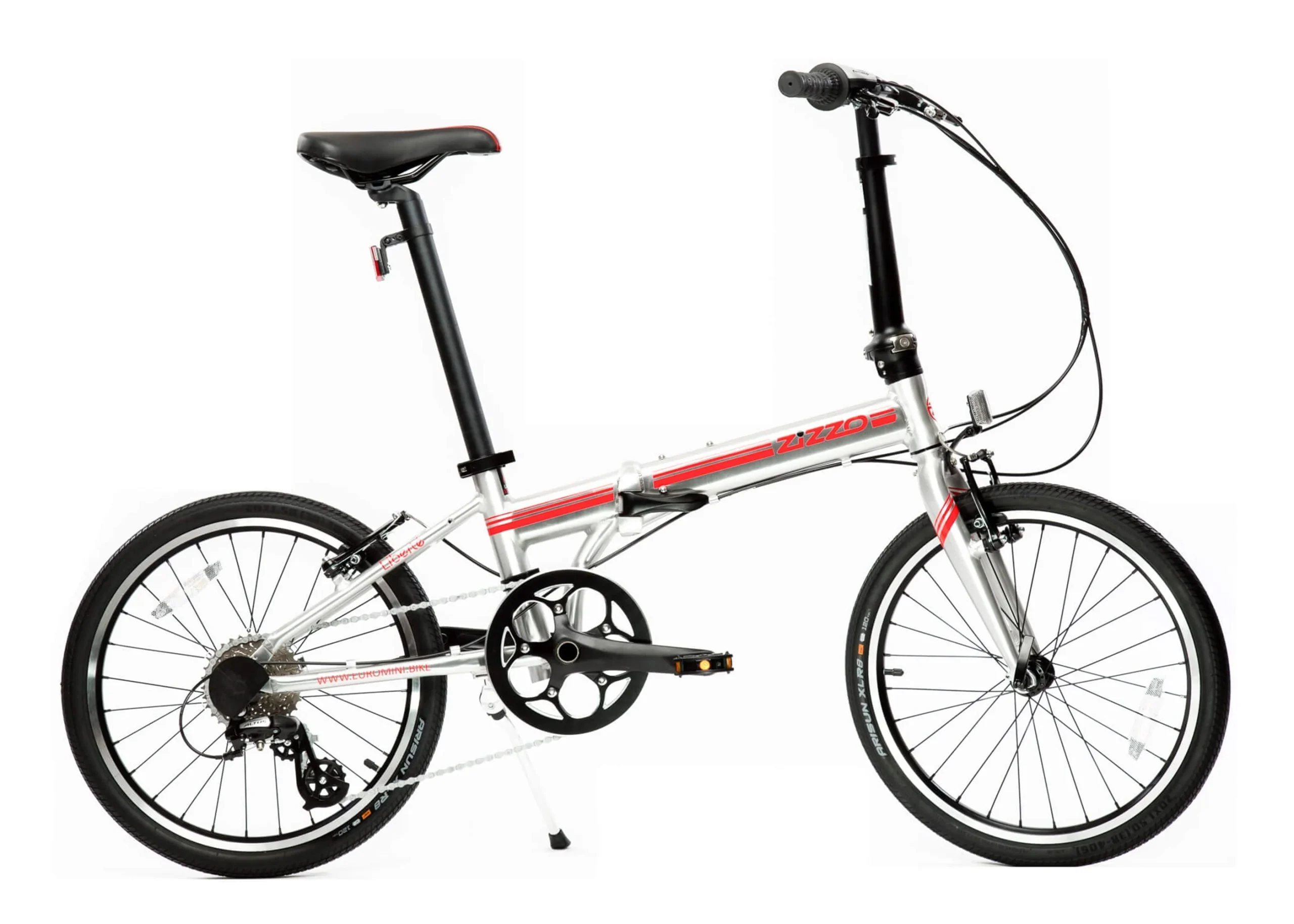 b4d943e03e56de53692f4c94fac3459b3d29281e0e59778408632cd39262d16d.webp Zizzo Liberte 8 - Speed 20" Wheel, Aluminum Folding Road Bicycle for All Genders, Silver and Red - Image 1