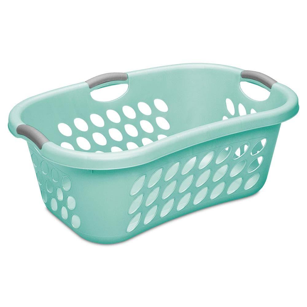 b4dceeafa74cf3178cf10e05b9b505cc7fe319362ef19f4f62cfcc273bcc03c0.jpg Sterilite Laundry Basket, Aqua - Image 1