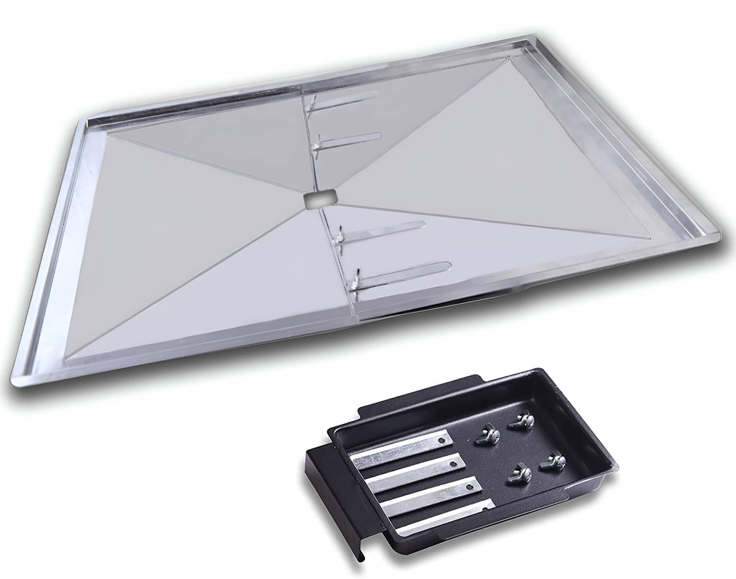 b4e1b75e1bca7af08fee36ec37dc82d6ac7ad5b84d4c37685dc3002edabe45ac.jpg Quickflame Replacement Grease Tray Set for 2-3 Burner BBQ Grill Models (Small to Mid-Size Grills) from Nexgrill, Dyna Glo, Weber, Kenmore, BHG and - Image 1