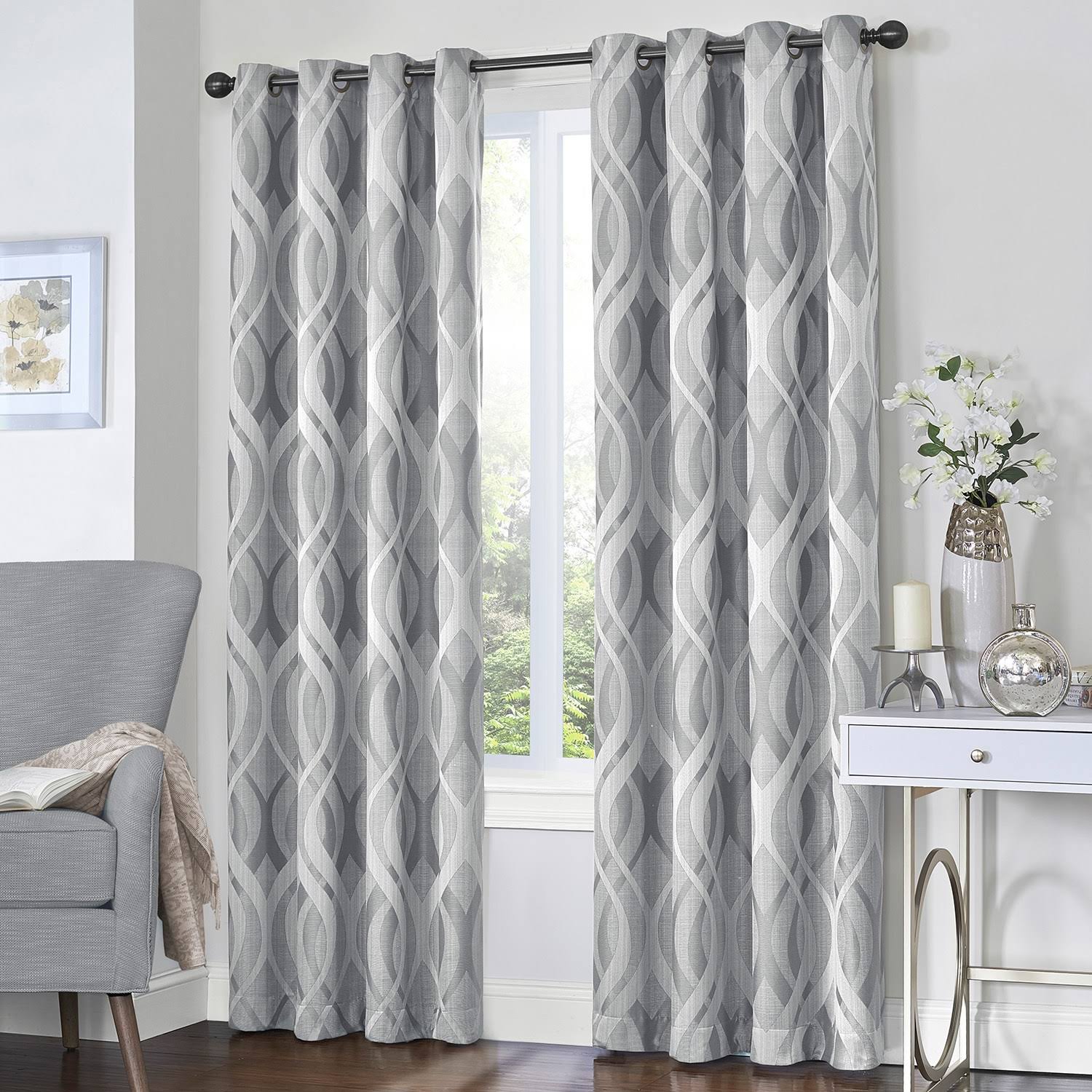 b4f0170dcdca32e2a3e4ab99782d3348303cd5f59c5b148b4b380da1d191bb08.jpg Eclipse Caprese Thermalayer Blackout Window Curtain - Silver - 52 X 95 - Image 1