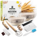 LHU Sourdough Start Kit - Sourdough Bread Baking Supplies 2 Banneton Bread Proofing Basket Bowls, 2 Cloths, Whisk, Bread Lame, Dough Scraper, 2