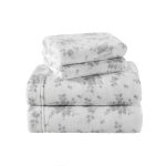King Rachel Plush Fleece Sheet Set Gray - Laura Ashley