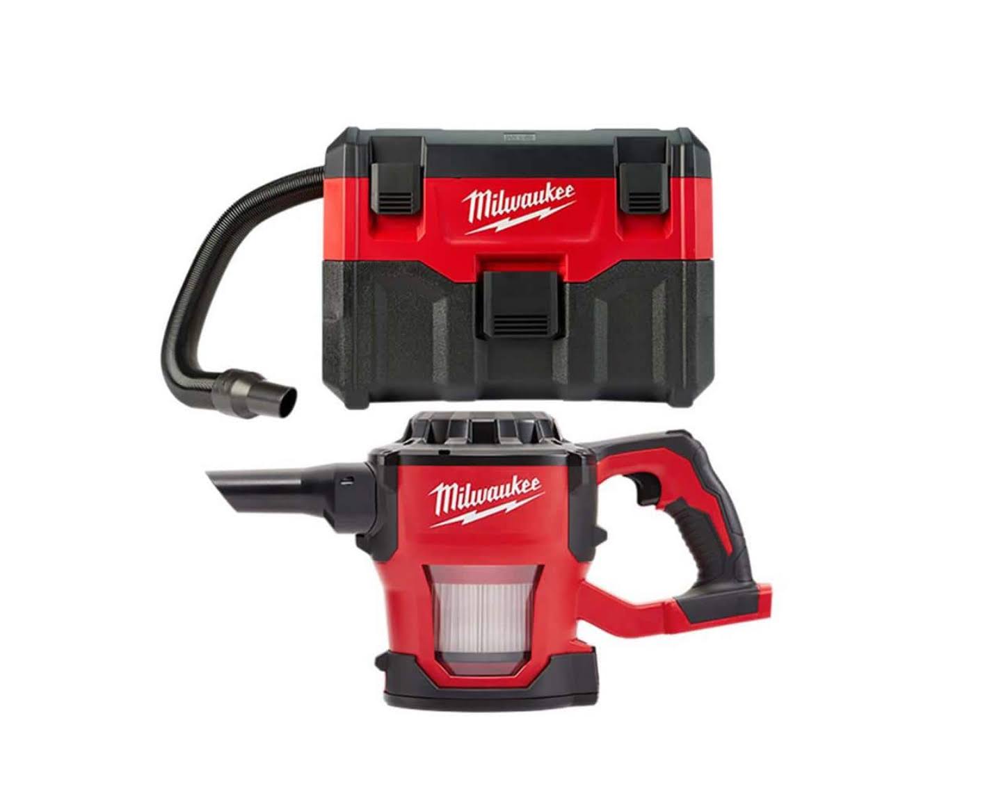 b505ebad6489ece6ab5039b57d290ed9cea8613ba5e358a859deb88f99688889.jpg Milwaukee M18 18-Volt 2 gal. Lithium-Ion Cordless Wet/Dry Vacuum with M18 Compact Vacuum (2-Tool) - Image 1