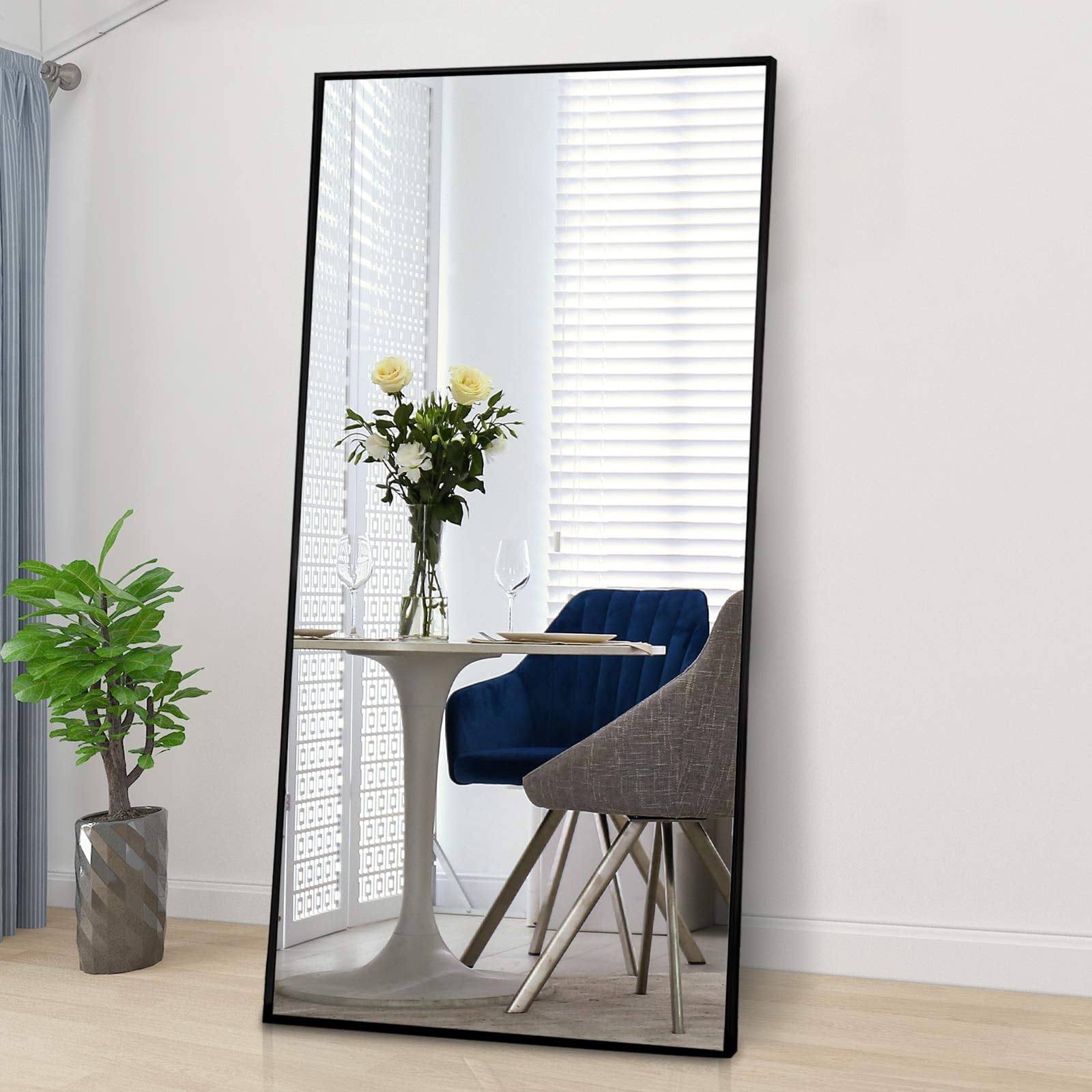 b52ba6c8082e46f1f36fff4eec61a3d2c1ad289fdf268acbecc2779fcf88d3a8.jpg RACHMADES Full Length Mirror 65x24 Floor Mirror Black Full Body Mirror Stand Rectangle Black, Size: 31.5 x 33.5 - Image 1