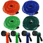 Expandable Flexible Water Garden Hose - (25ft - 100ft) Expanding Water Hose with 7 Setting-Spray Nozzle, Size: 25', Green