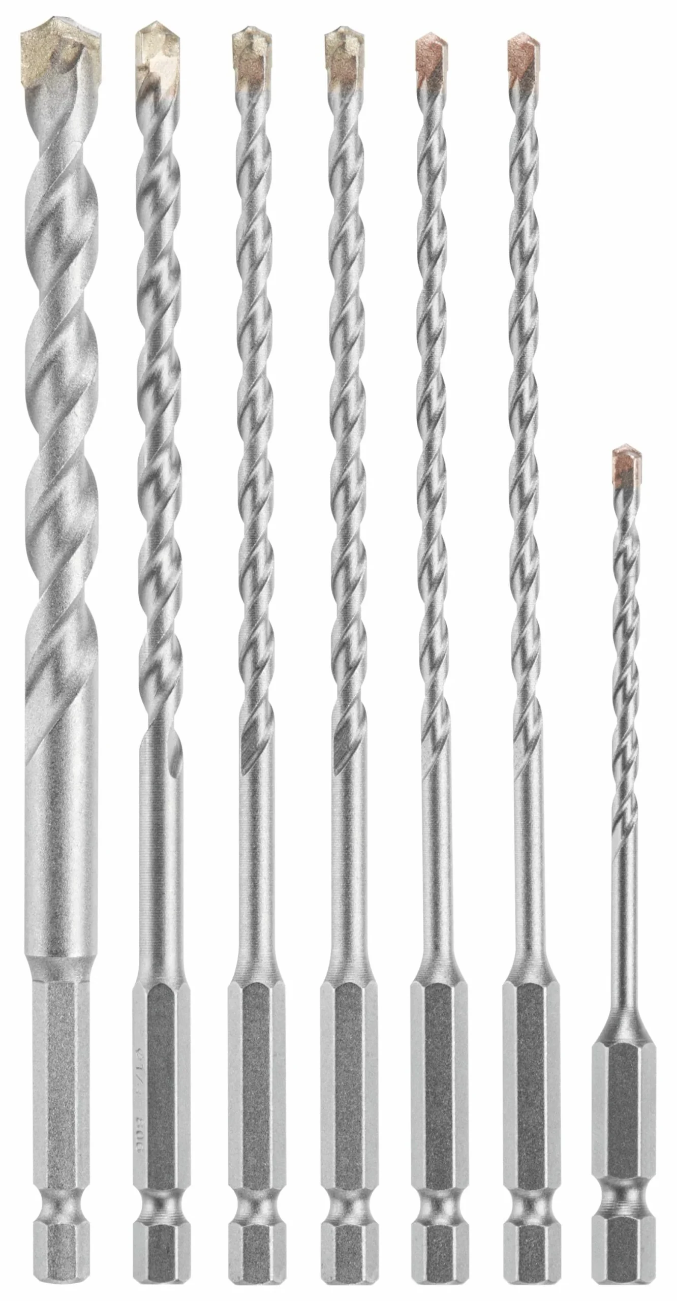 b53b8f7cdbcba64c2bcf63f769d2e1232b5b6fab1fa26f078f007c922b9ce9e8.webp Impact Tough 7 -Piece High-speed steel Masonry Drill Bit Set For Hammer drill - Image 1