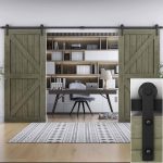 EaseLife 10 ft Double Door Sliding Barn Door Hardware Track Kit,Straight Pulley,Heavy Duty,Slide Smoothly Quietly,Easy Install (