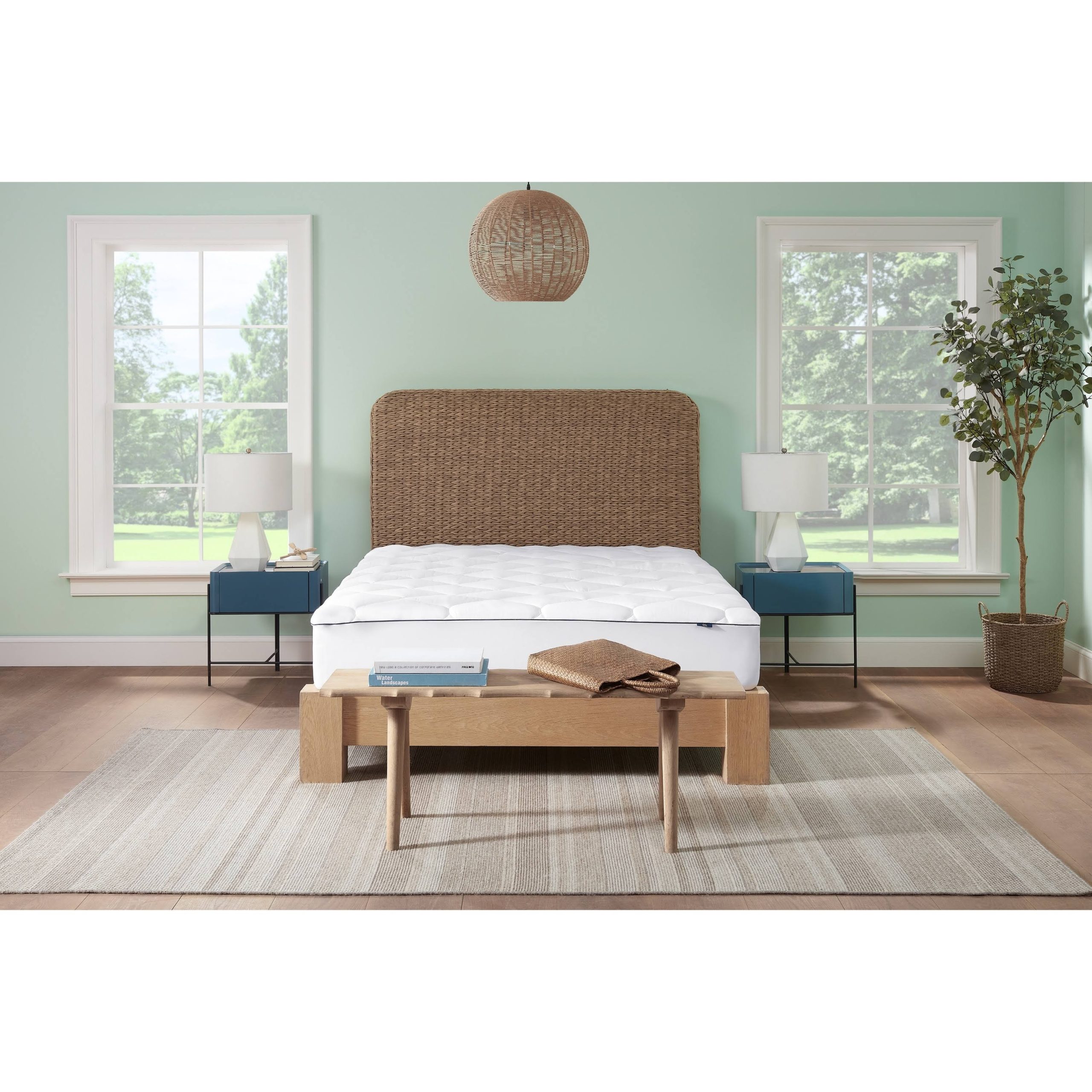 b56a216f9111cbfbee1b71774ed649b3a94f3384cc9a0b060803d0bc31d5f2b4.jpg Serta Ocean Breeze Full Mattress Pad - White - Image 1