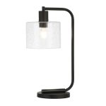 Vidette 20.5" Arched Table Lamp Base Color: Black, Shade Color: Seeded