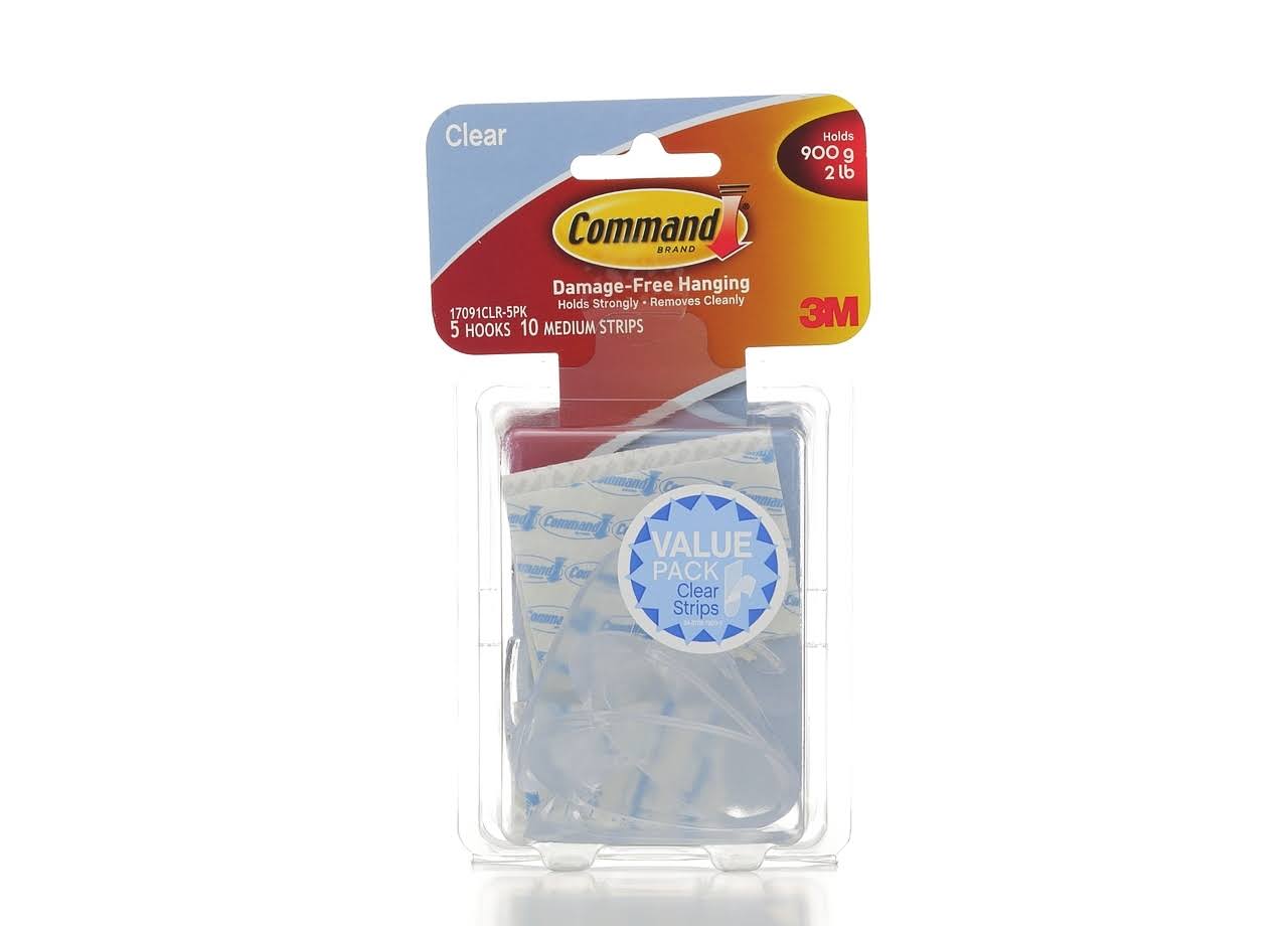 b5765c7426189f503ca7c93802c100e60a0206d6484dde2e86beb4d902ac9407.jpg Command Medium Sized Decorative Hooks Clear - Image 1