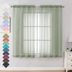 OVZME Light Green Sheer Curtains 63 inch Length 2 Panels Set for Farmhouse/Kitchen Room, Elegant Light Filtering Voile Window Treatments, Each Is