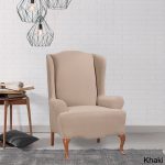 Khaki Stretch Morgan Wing Chair Slipcover - Sure Fit