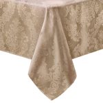 Elrene Barcelona Damask Fabric Tablecloth - 52" W x 70" L - Beige