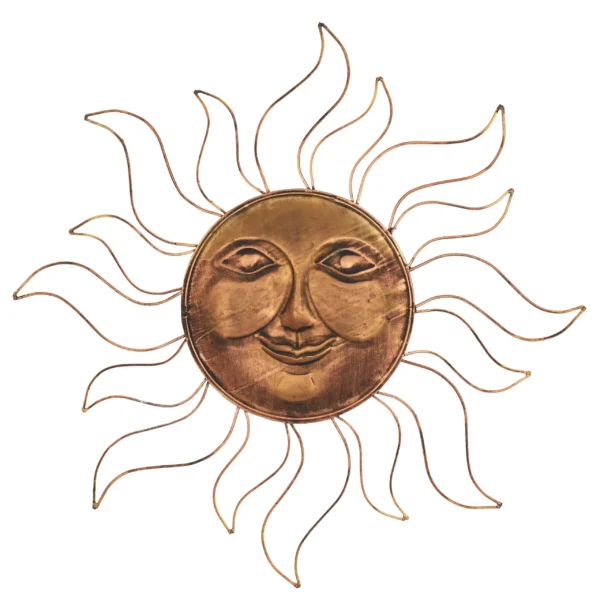 b627c4c89d2024f7932f6db685d6fb21c4cb6a748a29f8d61492f1c00bbcba7c.webp Metal Eclectic Celestial Sun Face Designed Wall Décor - Image 1