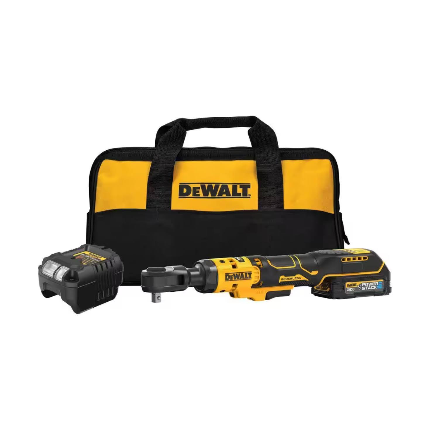 b648d2b29d871580ded4e293d756df5b53b81016b987252ee14aa54104ebe13d.jpg DeWalt 20V Max 3/8 in Ratchet Kit - DCF513GE1 - Image 1