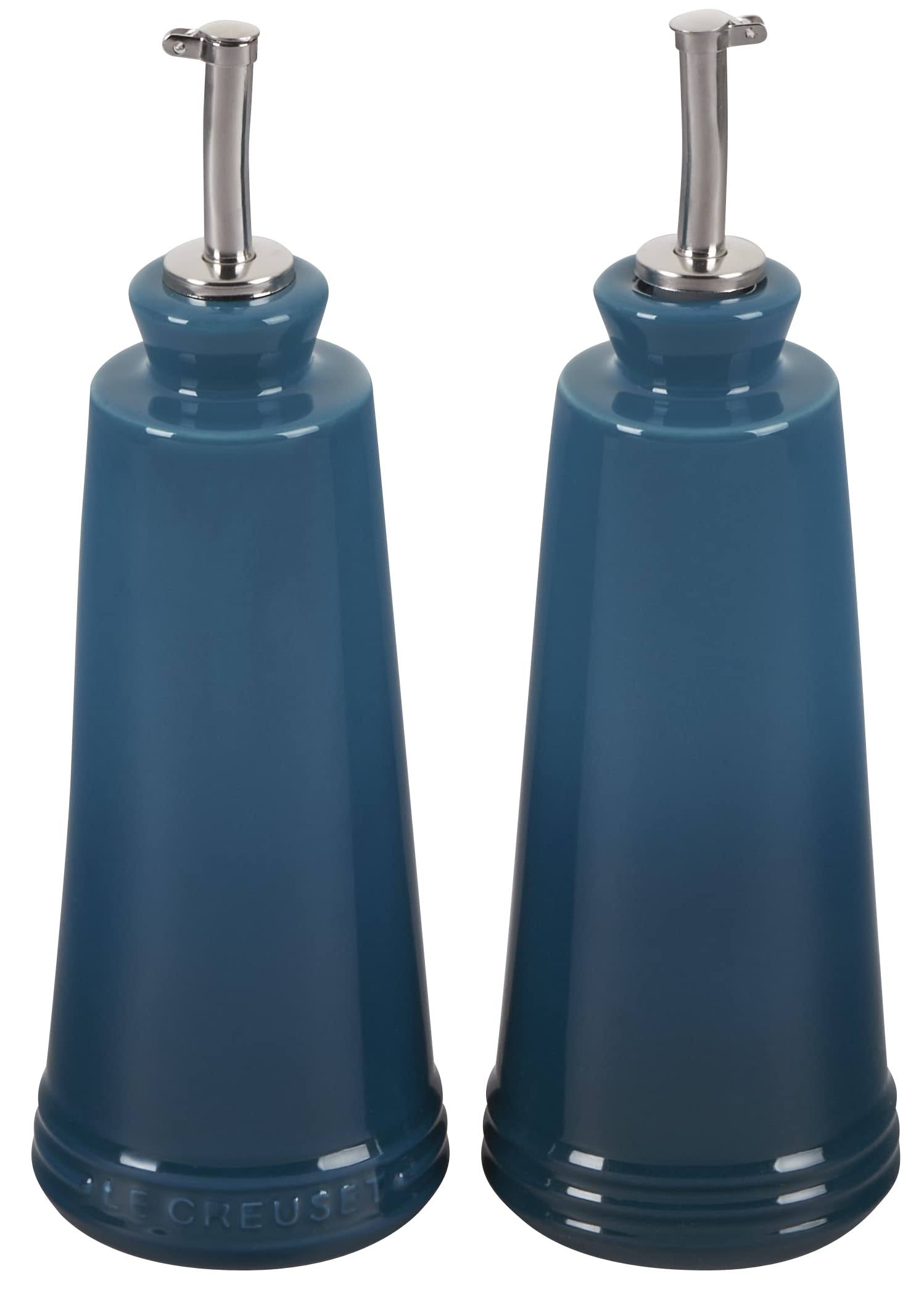 b65ee59475e2b02ed220149bd1f10fc9bb3bc097cb1a3d02cb64c7580da3d270.jpg Le Creuset Signature Deep Teal Oil & Vinegar Set - Image 1
