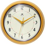 Infinity Instruments 9.5 inch Saffron Wall Clock Round Retro, Medium Yellow
