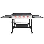 36 in. 4-Burner Propane BBQ Grill in Black Flat Top Gas Griddle with Top Cover Lid. for Large Outdoor Camping