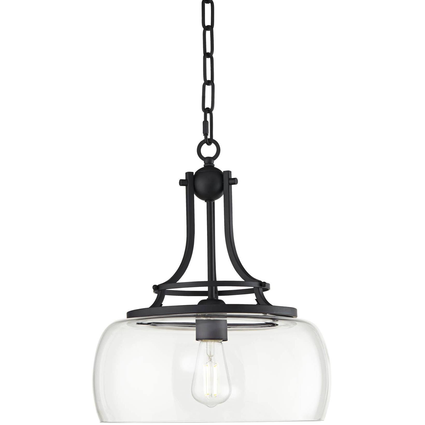 b67a23cf41728244b4c5bd8fa5f85d8e51636fce99a5a007bab219a23e6c4c48.jpg Franklin Iron Works Charleston Black Pendant Chandelier 13 1/2" Wide Modern LED Clear Glass for Dining Room House Kitchen Island Entryway Bedroom - Image 1