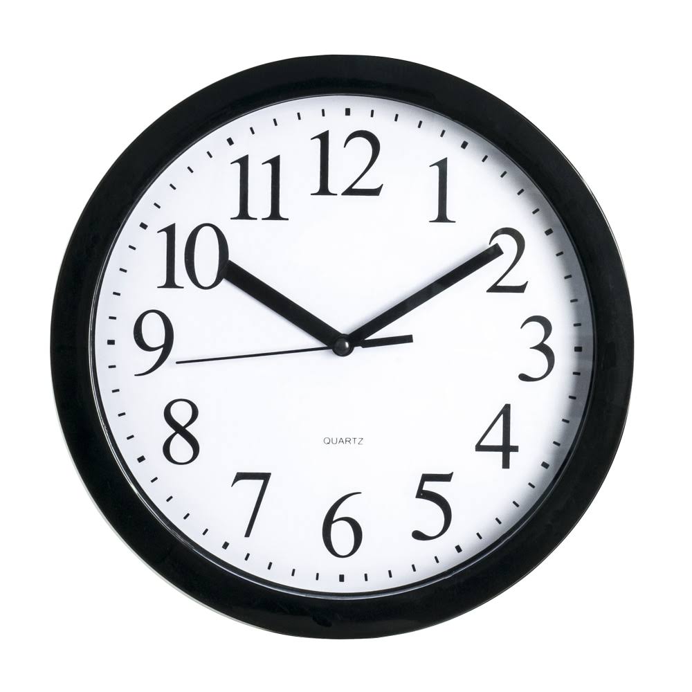 b6926cae797ce31ca86b70b5de4f8ea3ff5a2a72c73e9a759d9883489f64a92a.jpg Realspace Round Quartz Analog Wall Clock, 9"D, Black - Image 1