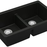 Karran QU-810 32" Undermount Double Equal Bowl Quartz Kitchen Sink in Black