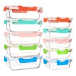UMEIED 10 Pack Glass Food Storage Containers with Lids, Glass Airtight Meal Prep Container Set for Lunch, on The Go, Leftover, Kitchen Pantry