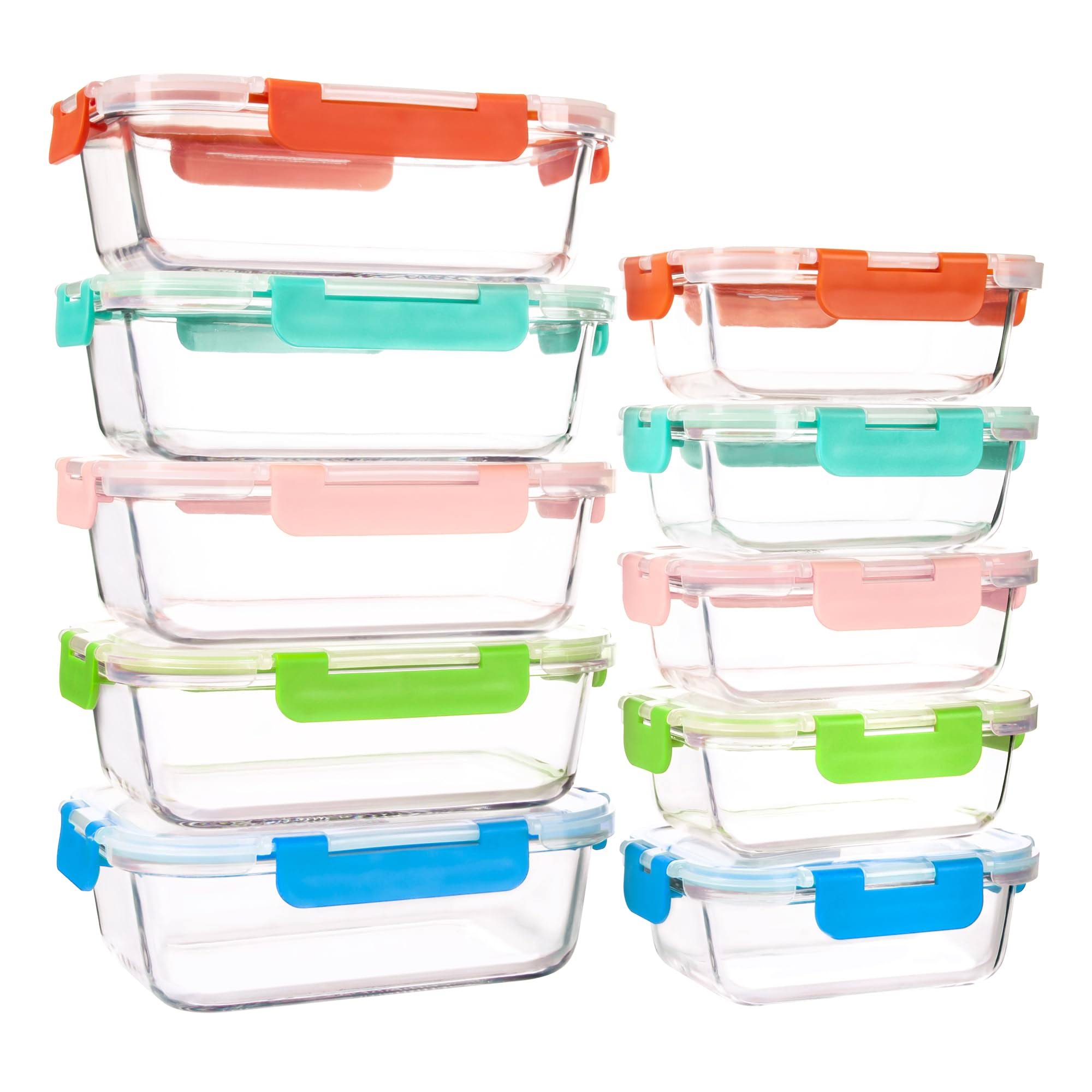 b6aa188ebd879cfda78dabca84d01b7dcc46d46222094cb3a38b16c5a09bf0b2.jpg UMEIED 10 Pack Glass Food Storage Containers with Lids, Glass Airtight Meal Prep Container Set for Lunch, on The Go, Leftover, Kitchen Pantry - Image 1