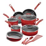 Rachael Ray 15-Piece Hard Enamel Nonstick Cookware Set - Red