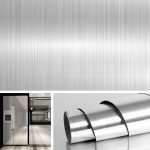 Livelynine Brushed Nickel Vinyl Peel and Stick Wallpaper Decorative Stainless Steel Wall Paper for Countertops Kitchen Cabinets Appliances Dishwasher