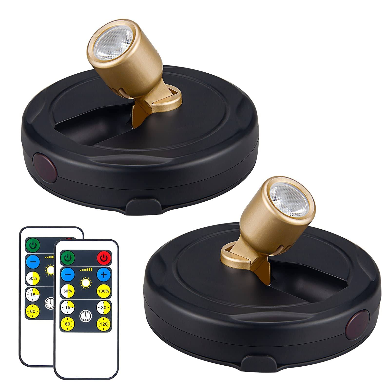 b74c8d625774e32b713191e2ea1cf87191ad183d6ffb25ade9cfb60fac890629.jpg HAMVIDNE Wireless LED Spotlight, Battery Powered Picture Lights, Uplighting Indoor, Puck Lights with Remote, Stick Spot Lights F - Image 1