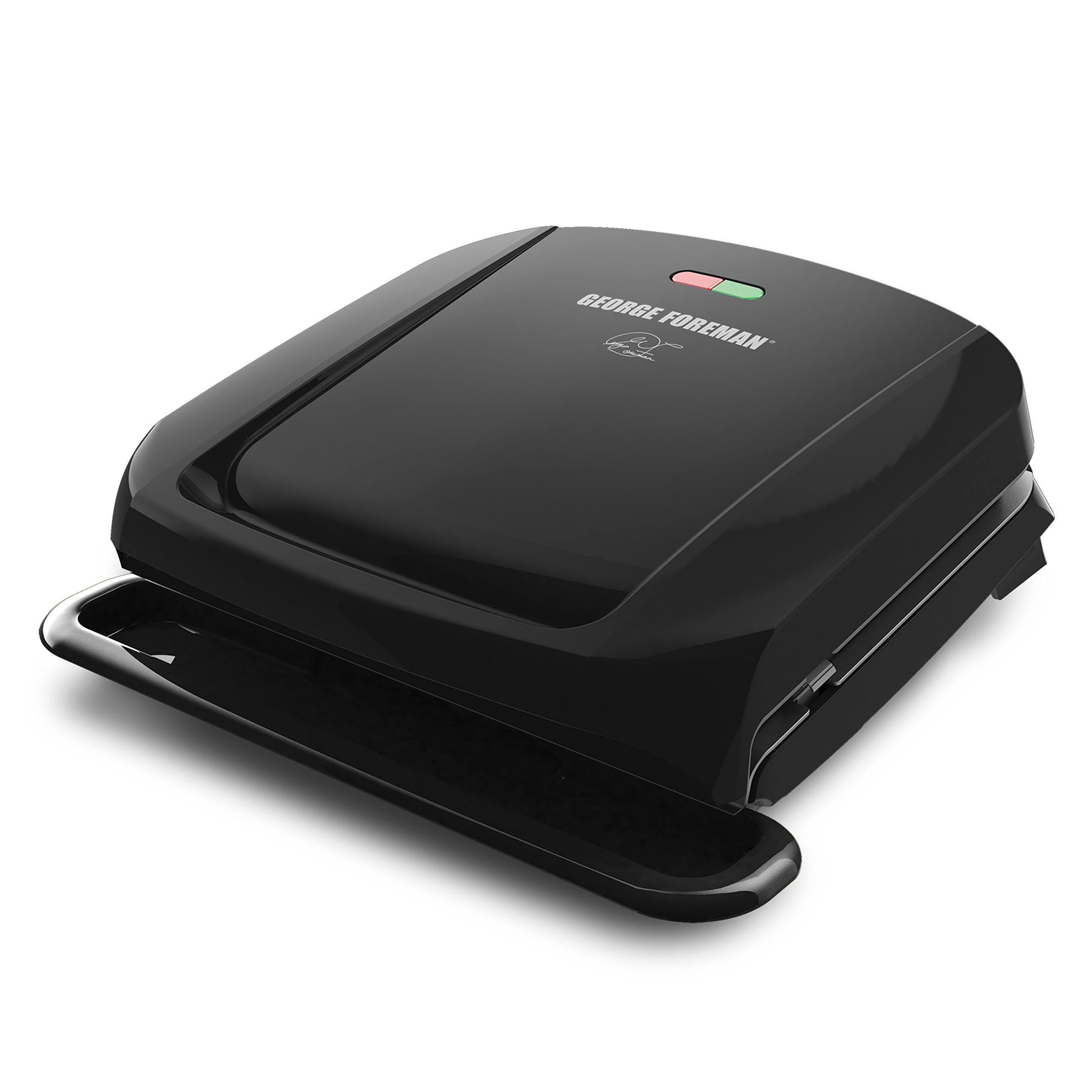 b77631bb0f6502afbc1f72d21199aeedf5bc11c7dc22fb39152cc021271219e5.jpg George Foreman 4-Serving Removable Plate Grill and Panini Press, Black, Grp1060b - Image 1