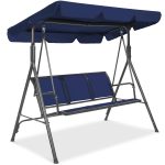 Best Choice Products 2-Seater Outdoor Adjustable Canopy Swing Glider Patio Bench w/ Textilene, Steel Frame - Navy