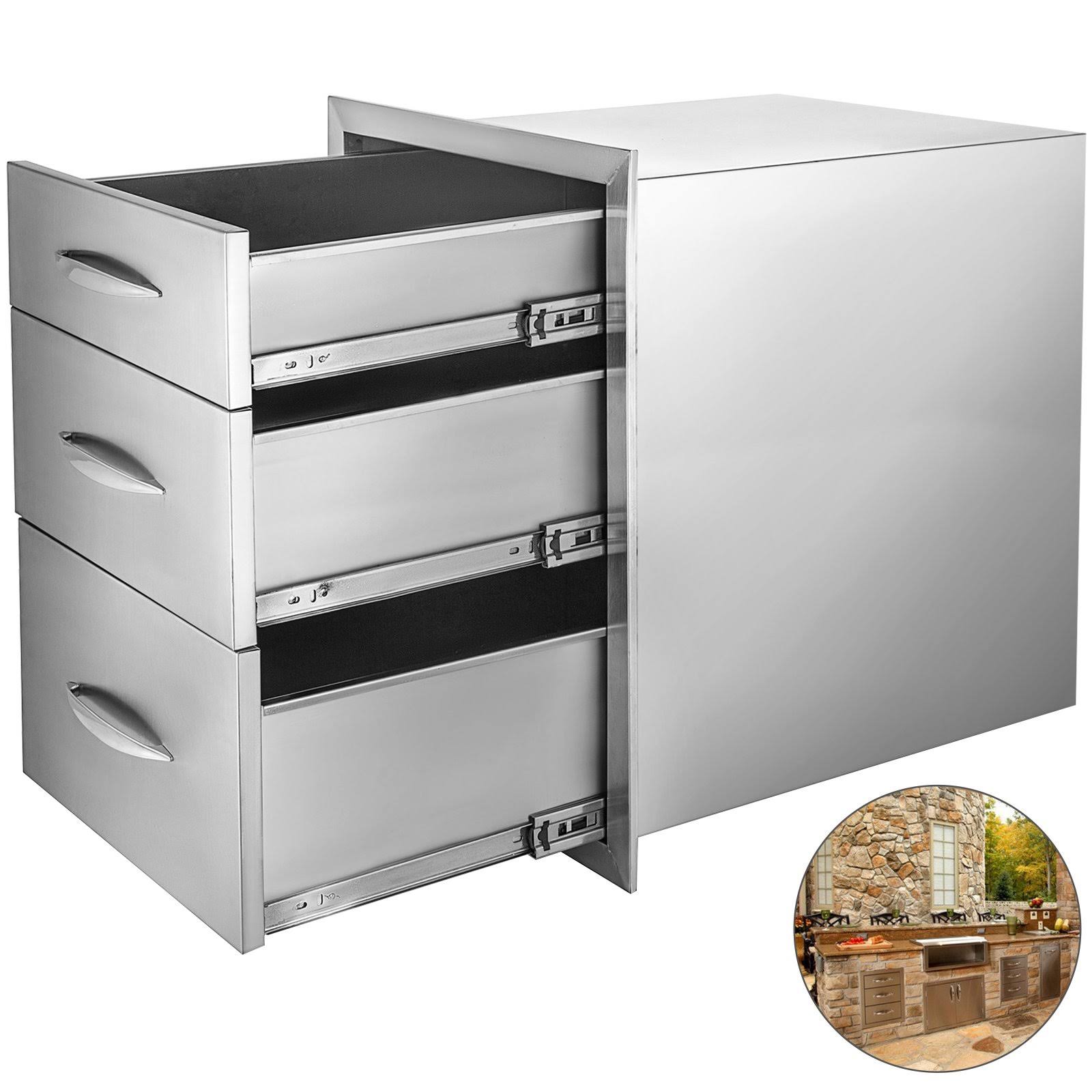 b79f00ed7e55577a6f9e2a3aa45bd2d7c55ac5d6465ca015770abed3506da82b.jpg BBQ Island Outdoor Kitchen Triple Drawers 20.25"X14" Stainless Steel VEVOR - Image 1