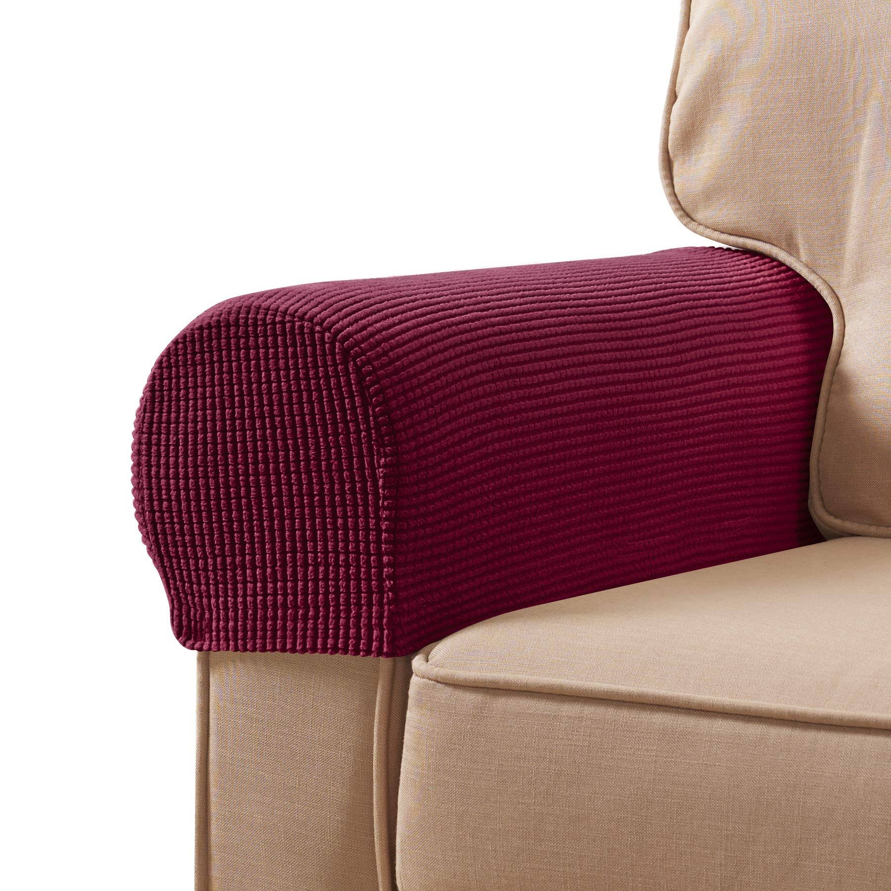 b7b06e322c2d79175c7a2dae2e31d9077beb87aa8d92bdf69cfec914d00f31ff.jpg Subrtex Spandex Stretch Armrest Covers Set of 2 (Wine) - Image 1