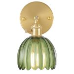 Shenmoyl Vintage Wall Sconces with Green Tulip Glass Lampshade 180 Degree Adjustable Brass Sconces Modern Wall Lighting Fixture with Switch for