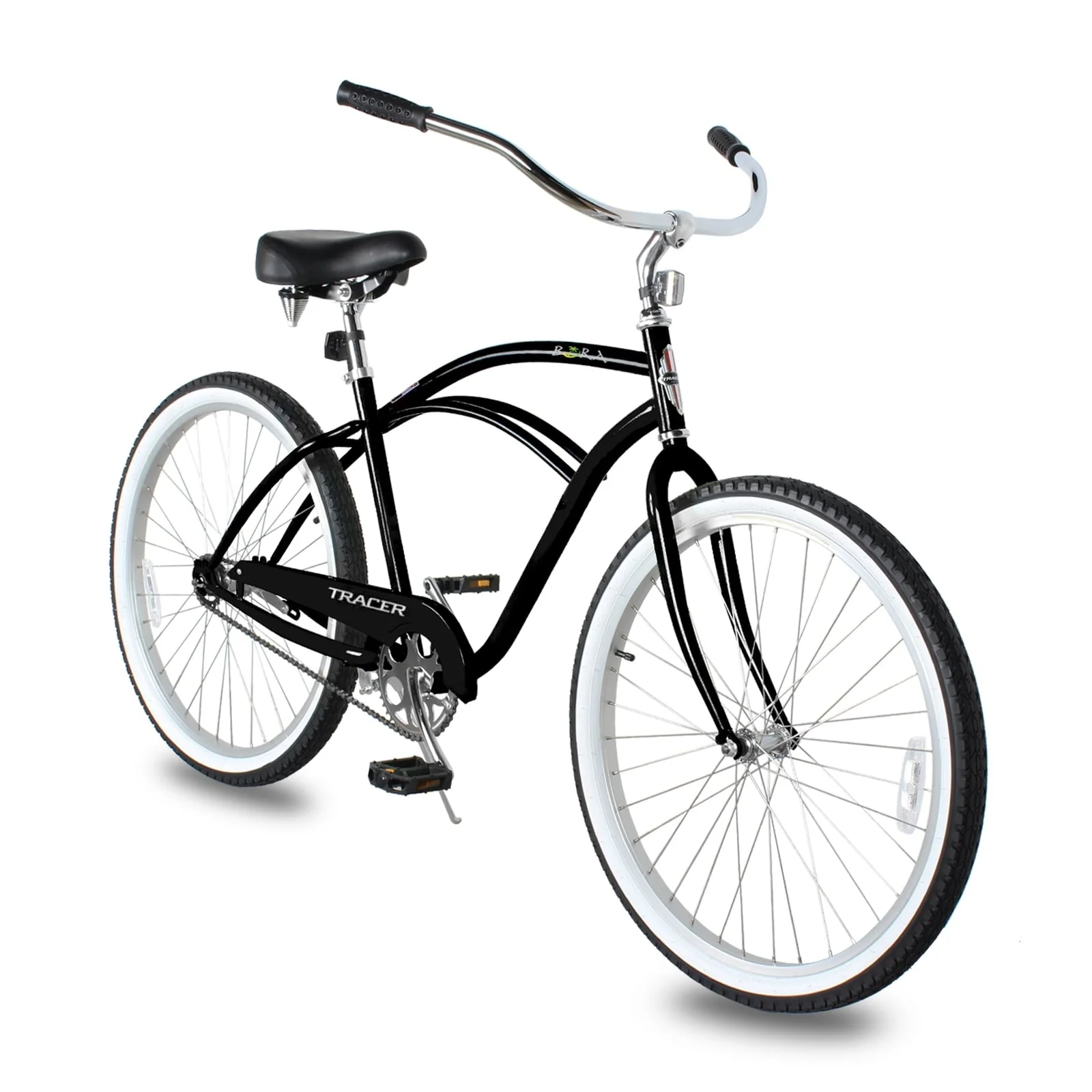 b7b1c2cd6a2d2208e52ec481ec2c02c2886f1166d392876e12956f5a5ac91f5d.webp Tracer BORA Beach Cruiser Bike for Adult, 26 in Wheels, Featuring Steel Step Over or Step Through Hi Ten Steel Frame, 1 Speed with Coaster Brake, Hybrid Bike, Black Color - Image 1