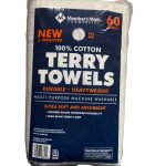 Member's Mark 100% Cotton Terry Towels 14" x 17" (60 Count)