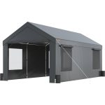 VEVOR Carport, Heavy Duty 10x20ft Car Canopy, Outdoor Garage Shelter with Removable Sidewalls, Roll-Up Ventilated Windows & Door, UV Resistant