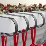 FINMOR Christmas Stocking Holders for Mantle Set 4,Protective Pads Christmas Stocking Holders for Fireplace Mantle,Multi-uses Stocking Hooks for
